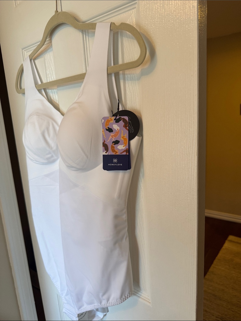 Honeylove White Shaping Bodysuit with Built-In Cups
